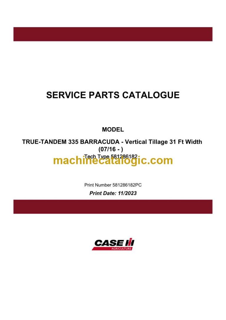 Case True-Tandem 335 Barracuda Vertical Tillage 31 Ft Width Service Parts Catalogue