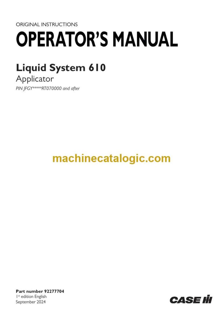Case Liquid System 610 Applicator Operator Manual