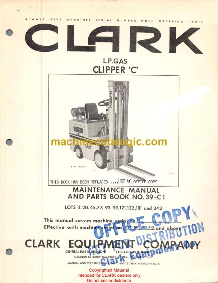 Clark Clipper C Forklift Parts Manual (39-C1)