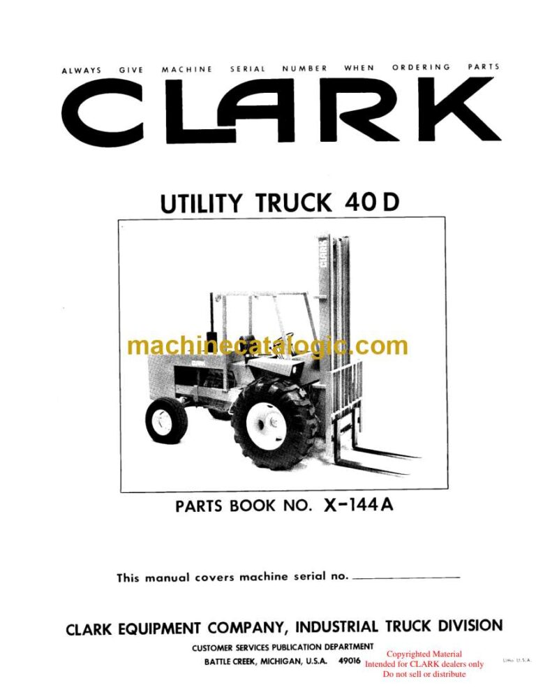 Clark 40D Utility Truck Parts Manual (X-144A)