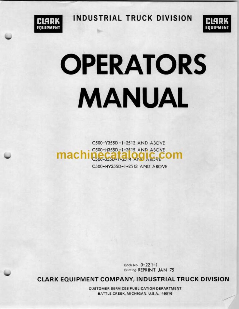 Clark C500-Y355D, C500-H355D, C500-355D, C500-HY355D Forklift Operators Manual (O-221)