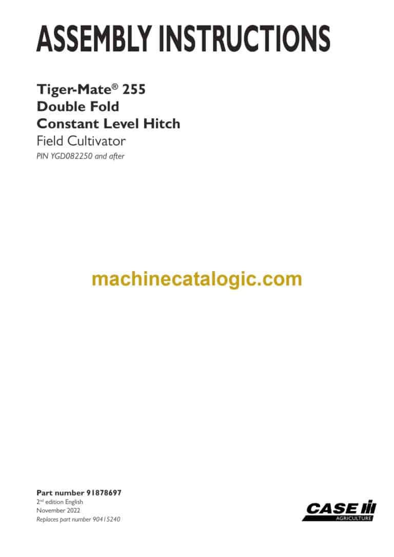 Case Tiger-Mate 255 Double Fold Constant Level Hitch Field Cultivator Drill Assembly Instructions