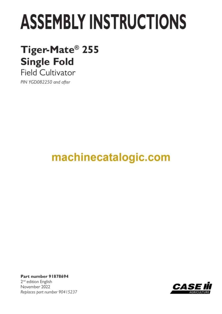 Case Tiger-Mate 255 Single Fold Field Cultivator Assembly Instructions