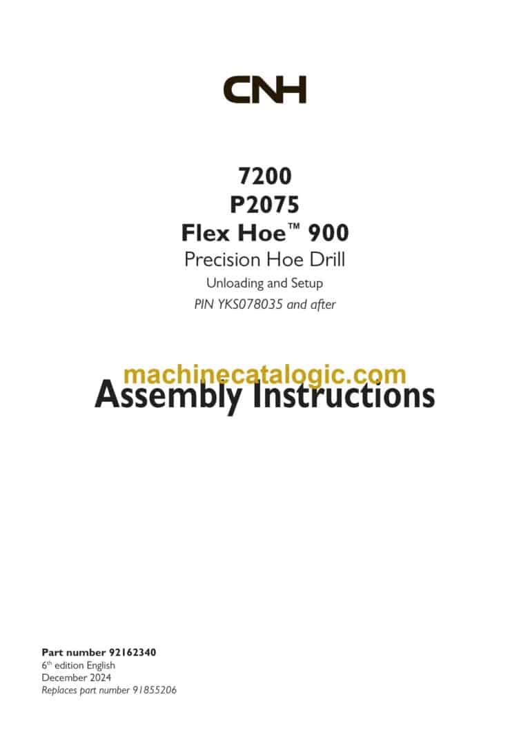 CNH 7200 P2075 Flex Hoe 900 Precision Hoe Dril Assembly Instructions