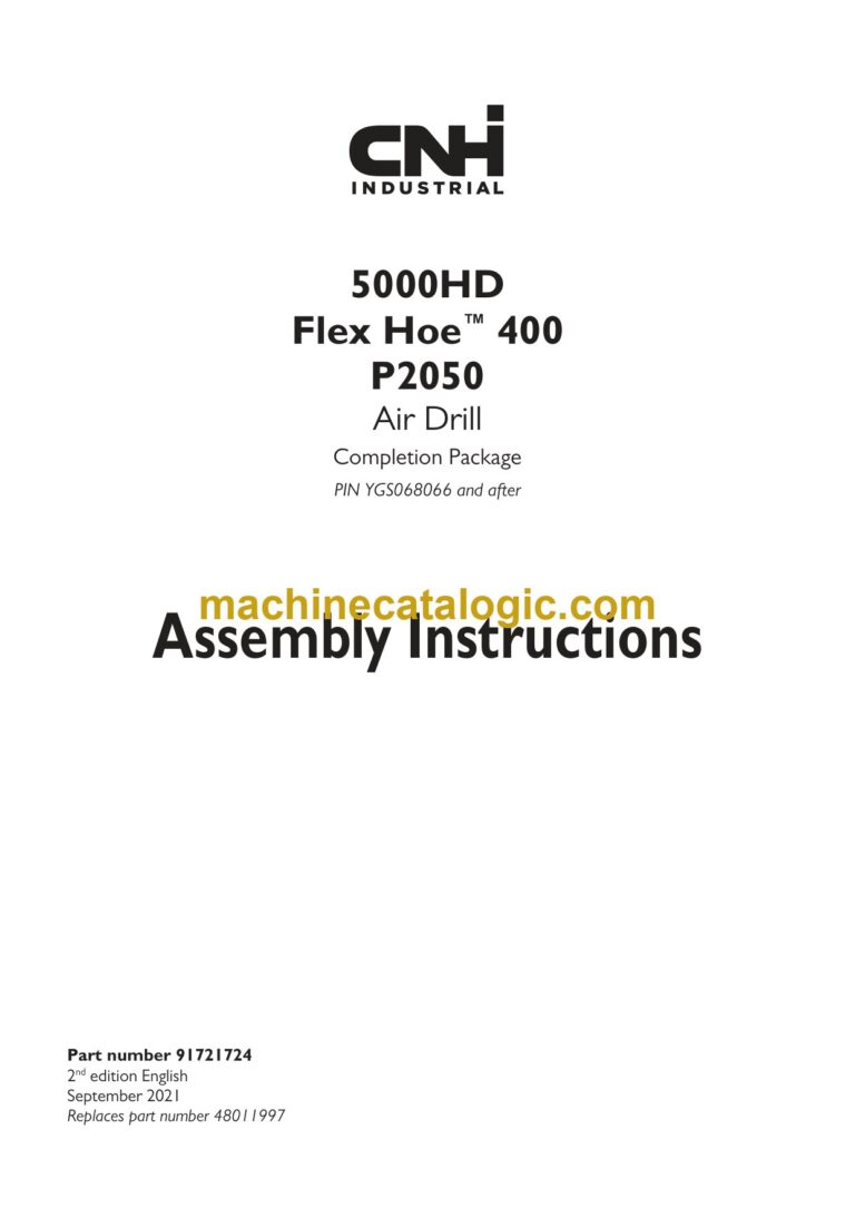 CNH 5000HD Flex Hoe 400, P2050 Air Drill Assembly Instructions