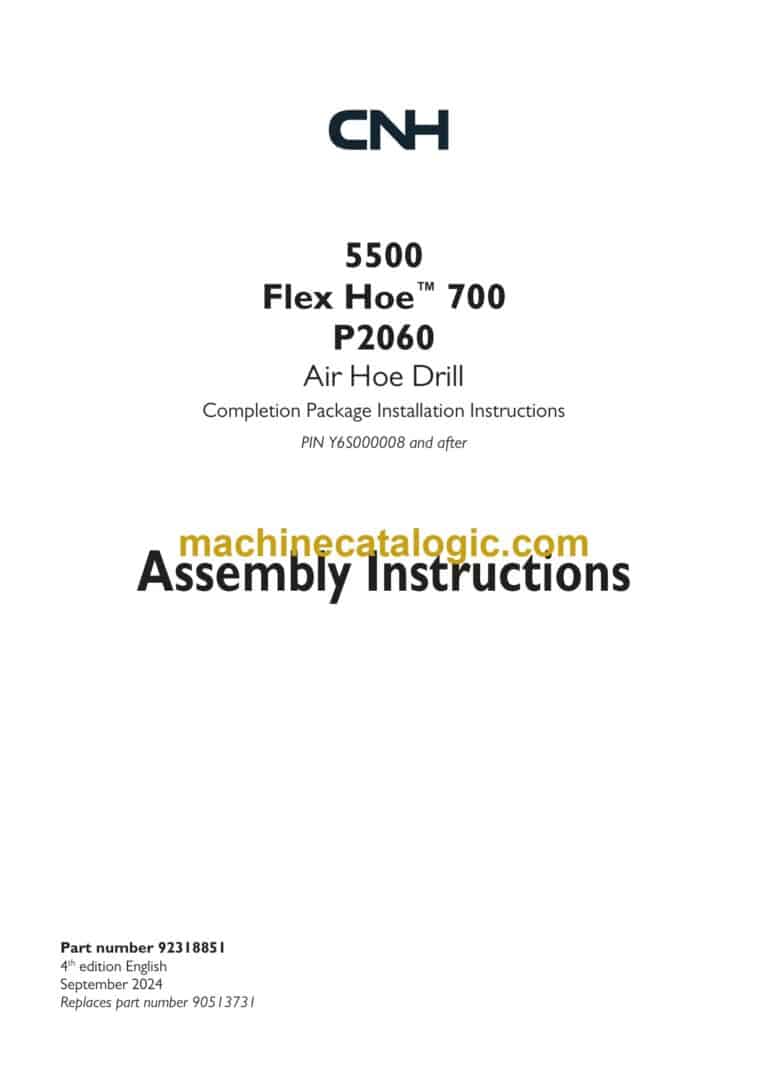 CNH 5500, Flex Hoe 700, P2060 Air Hoe Drill Assembly Instructions