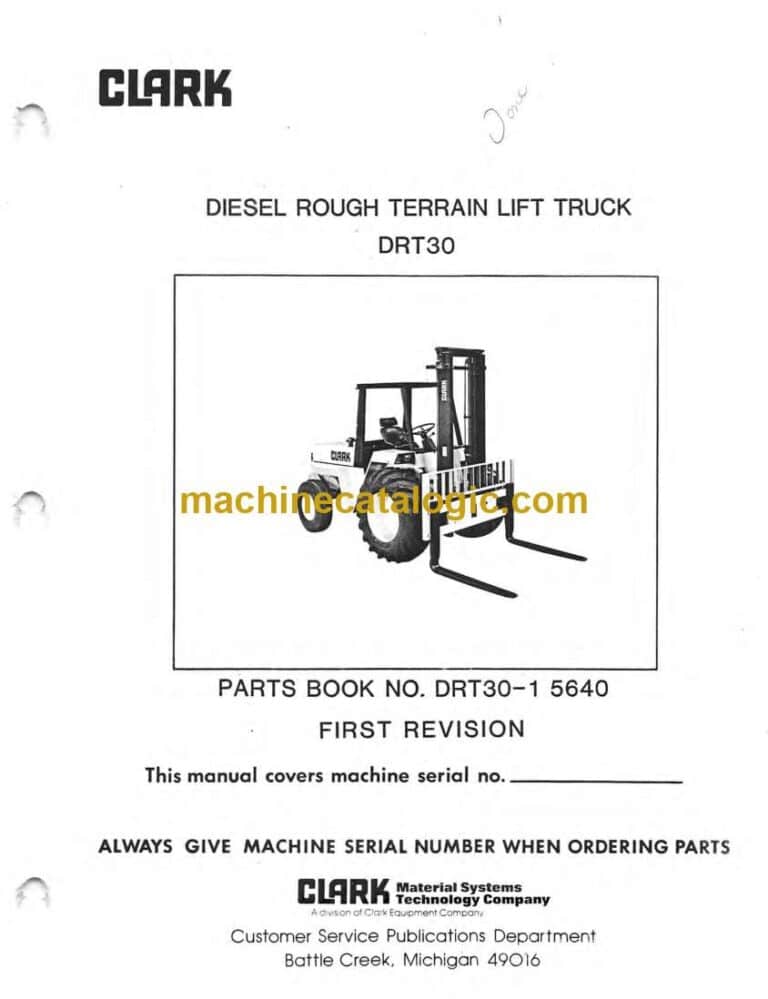 Clark DRT30 Diesel Rough Terrain Lift Truck Parts Manual (DRT30-1)
