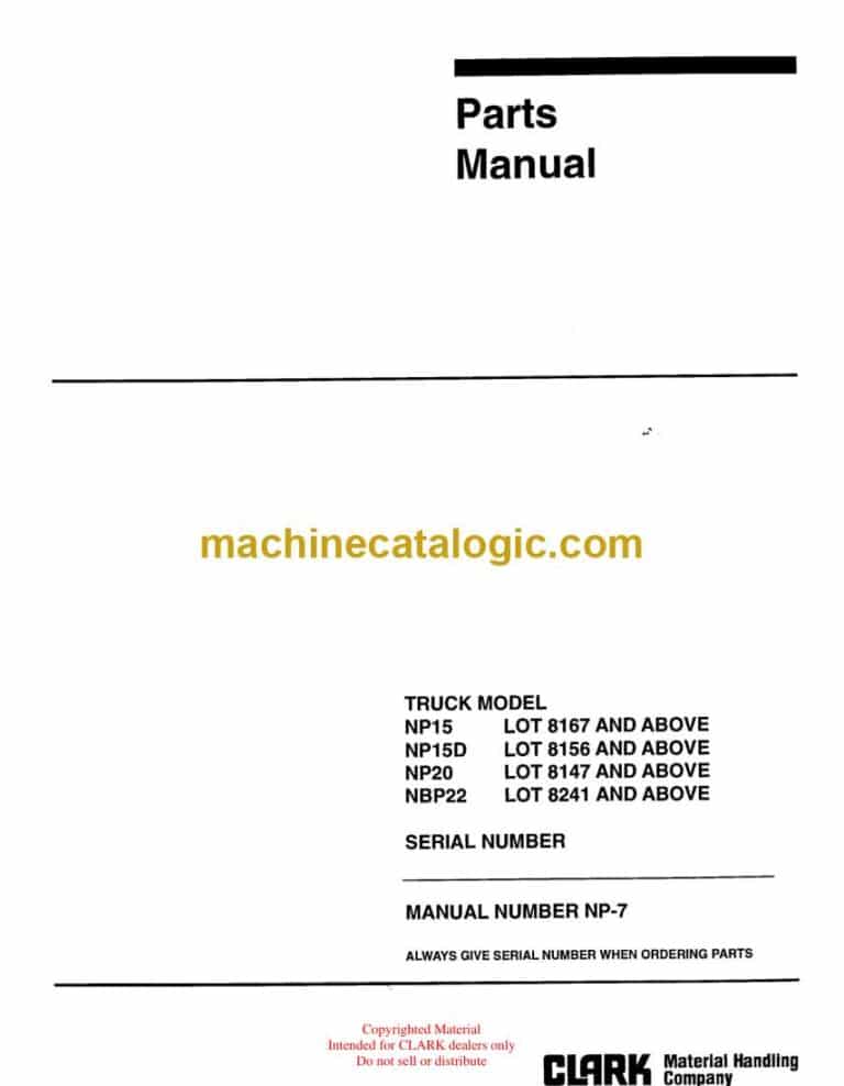 Clark NP15, NP15D, NP20, NBP22 Reach Truck Parts Manual (NP-7)