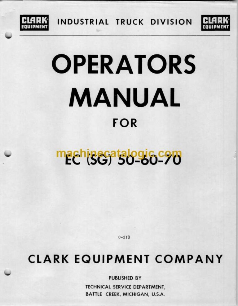 Clark EC(SG)50, 60, 70 Forklift Operators Manual (O-218)