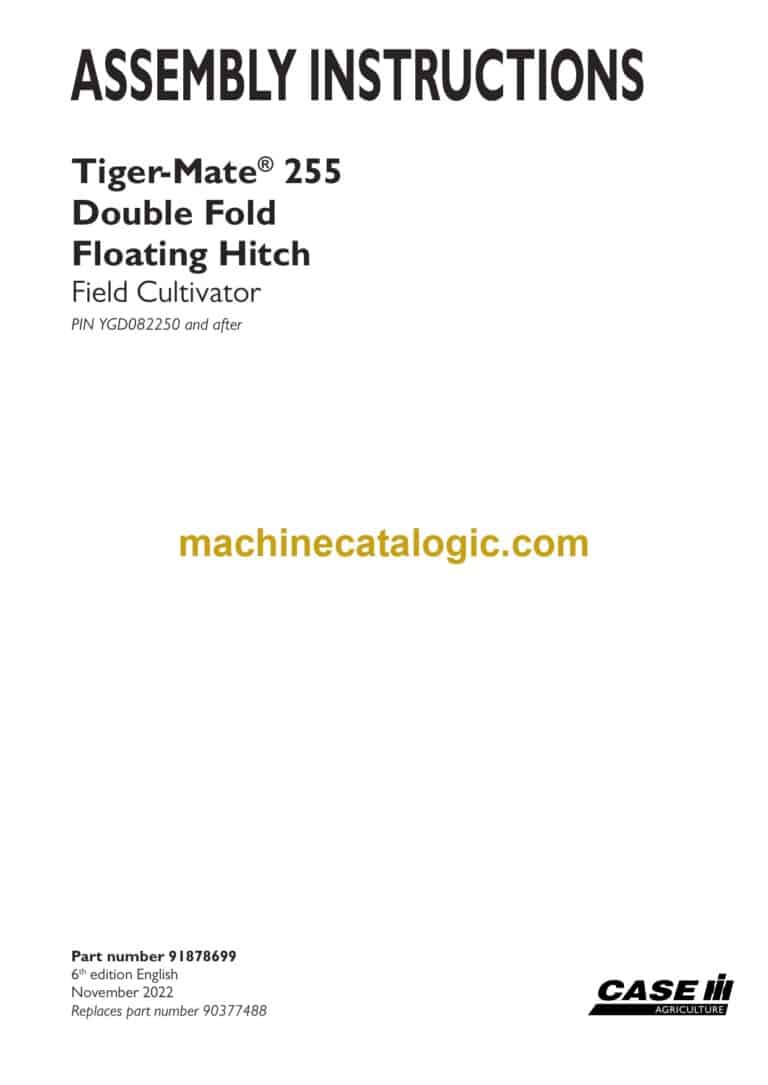 Case Tiger-Mate 255 Double Fold Floating Hitch Field Cultivator Assembly Instructions