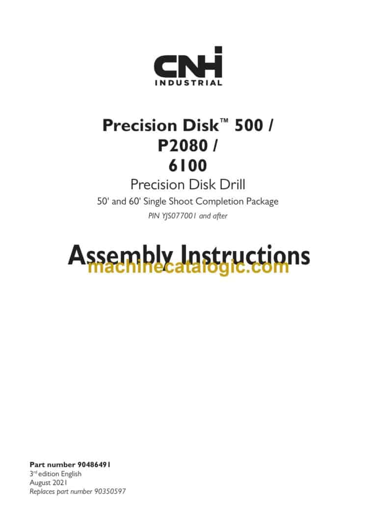 CNH 500, P2080, 6100 Precision Disk Drill Assembly Instructions