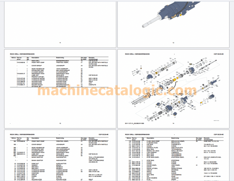 Epiroc Hydraulic Rock Drills Parts Catalogue Full PDF 2025
