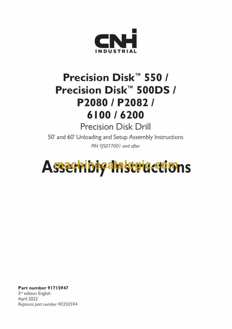 CNH Precision Disk 550, Precision Disk 500DS, P2080, P2082, 6100, 6200 Precision Disk Drill Assembly Instructions