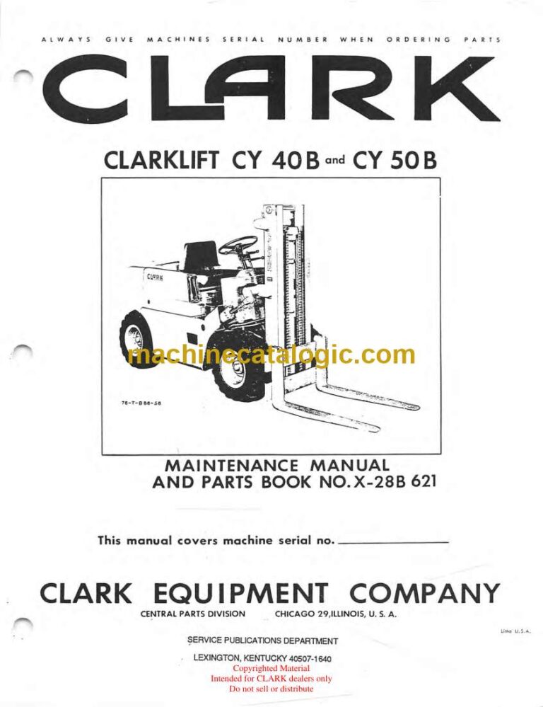 Clark CY40B, CY50B Forklift Parts Manual (X28B)