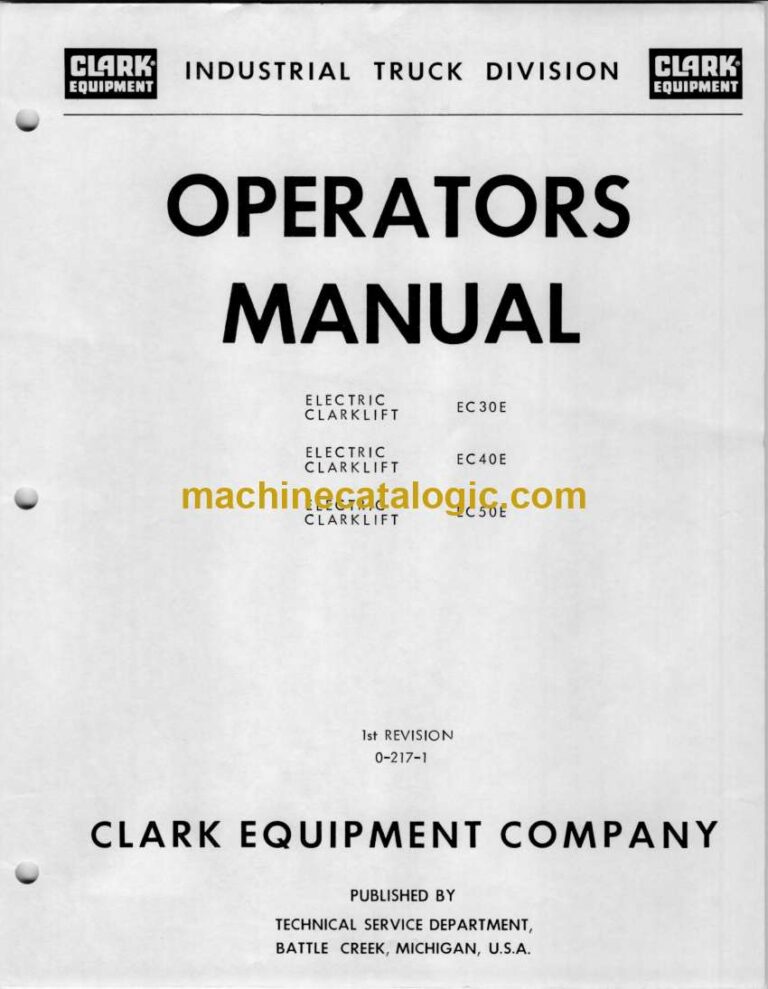 Clark EC30E, EC40E, EC50E Forklift Operators Manual (O-217)