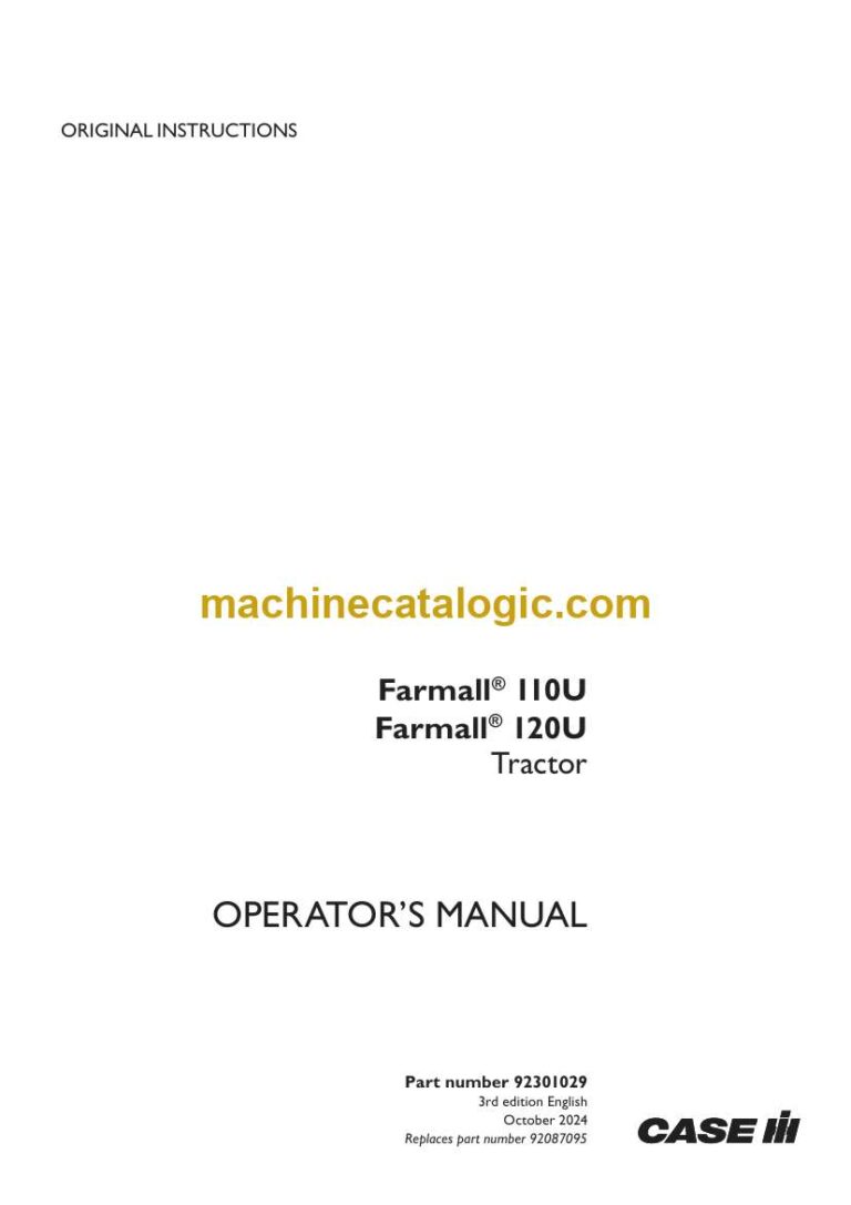 Case Farmall 110U, 120U Tractor Operator Manual