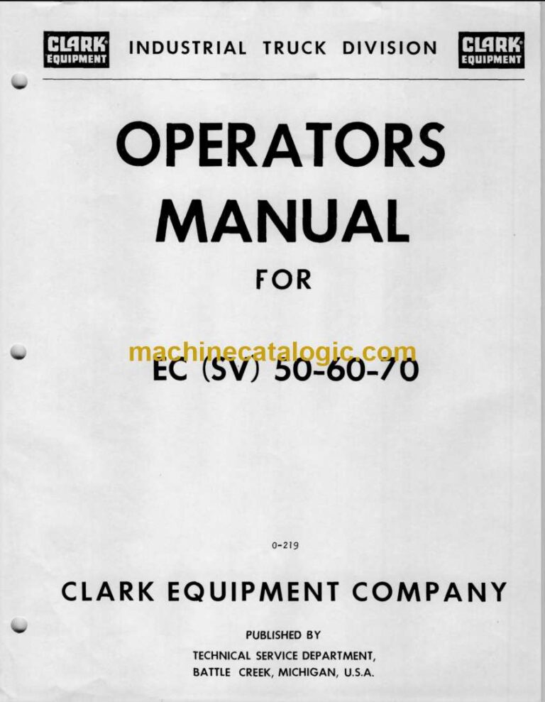 Clark EC(SV) 50, 60, 70 Forklift Operators Manual (O-219)