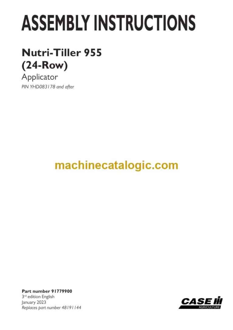 Case Nutri-Tiller 955, 24-Row Applicator Assembly Instructions