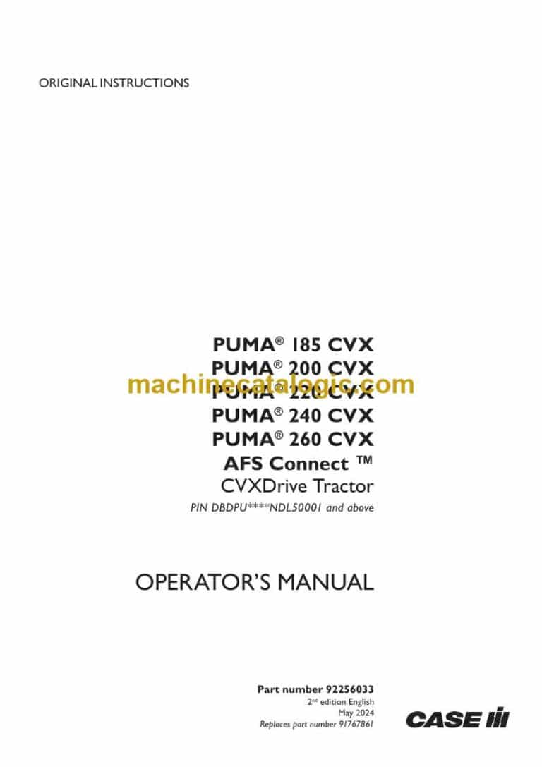 Case Puma 185CVX, 200CVX, 220CVX, 240CVX, 260CVX AFS Connect CVX Drive Tractor Operator Manual