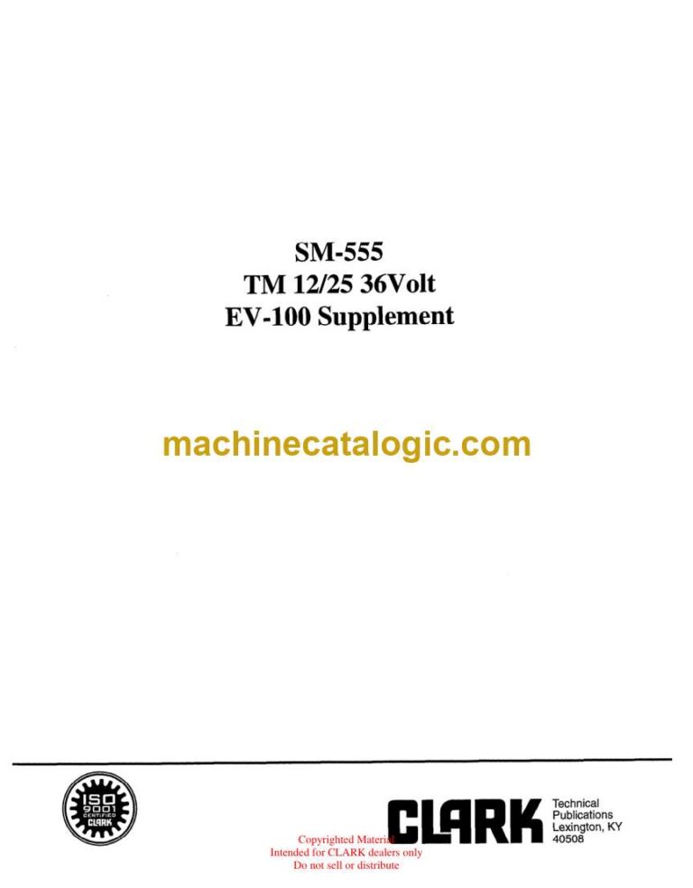 Clark TM12-25 36Volt EV-100 Supplement Service Manual (SM555)