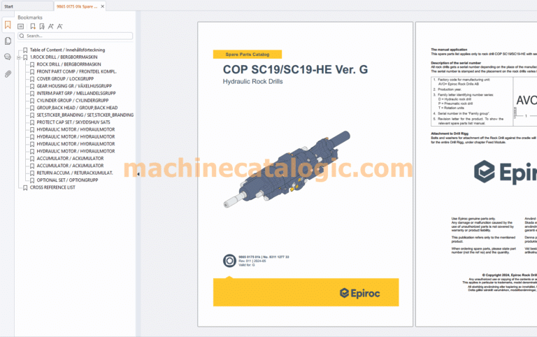 Epiroc Hydraulic Rock Drills Parts list