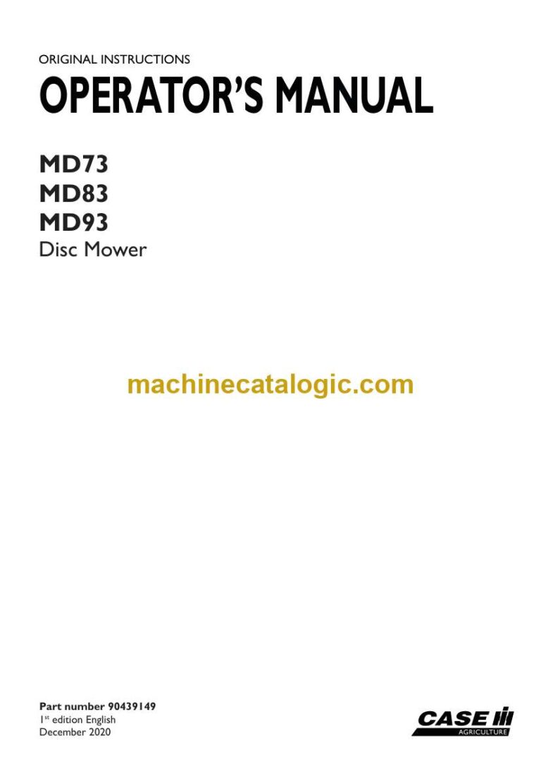 Case MD73, MD83, MD93 Disc Mower Operator Manual
