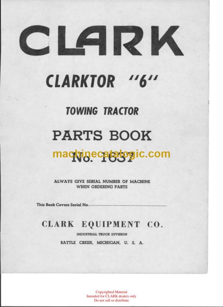 Clark Clarktor "6" Towing Tractor Parts Book (No. 1637)