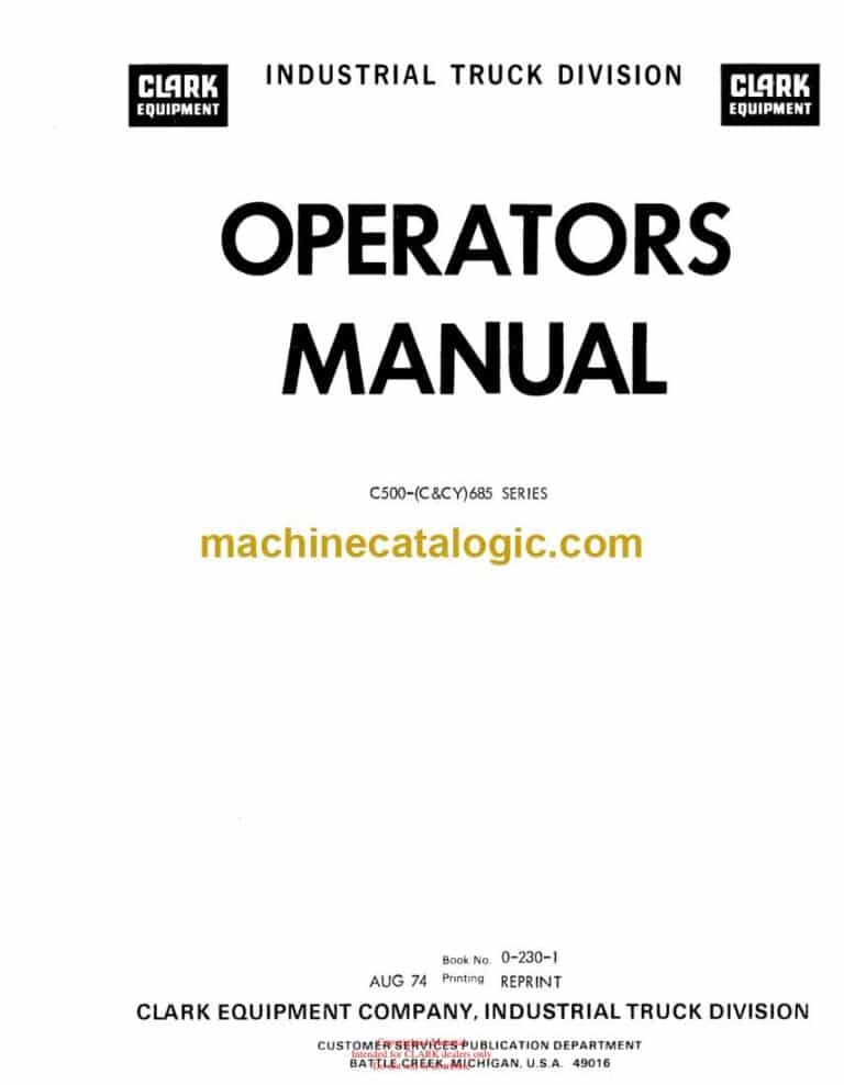 Clark C500-C-CY 685 Series Forklift Operators Manual (O-230-1)