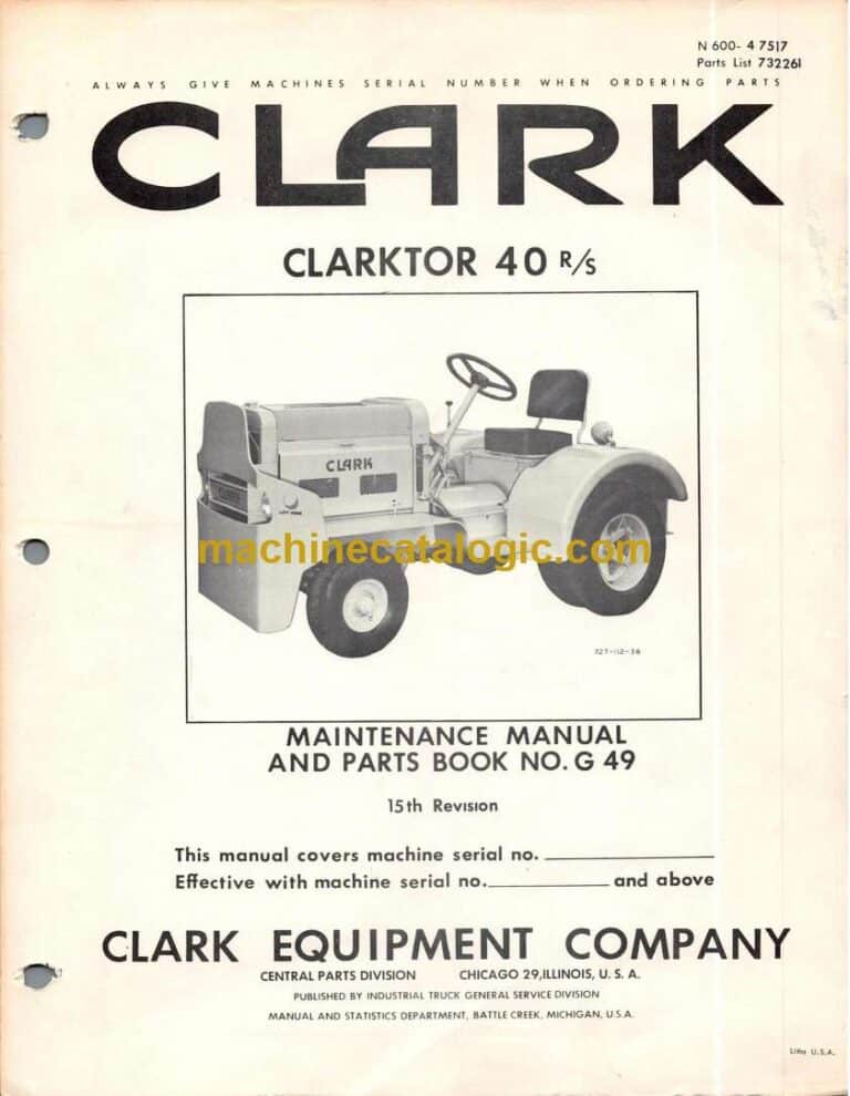 Clark Clarktor 40 R/S Parts Manual (G49_15th Rev)