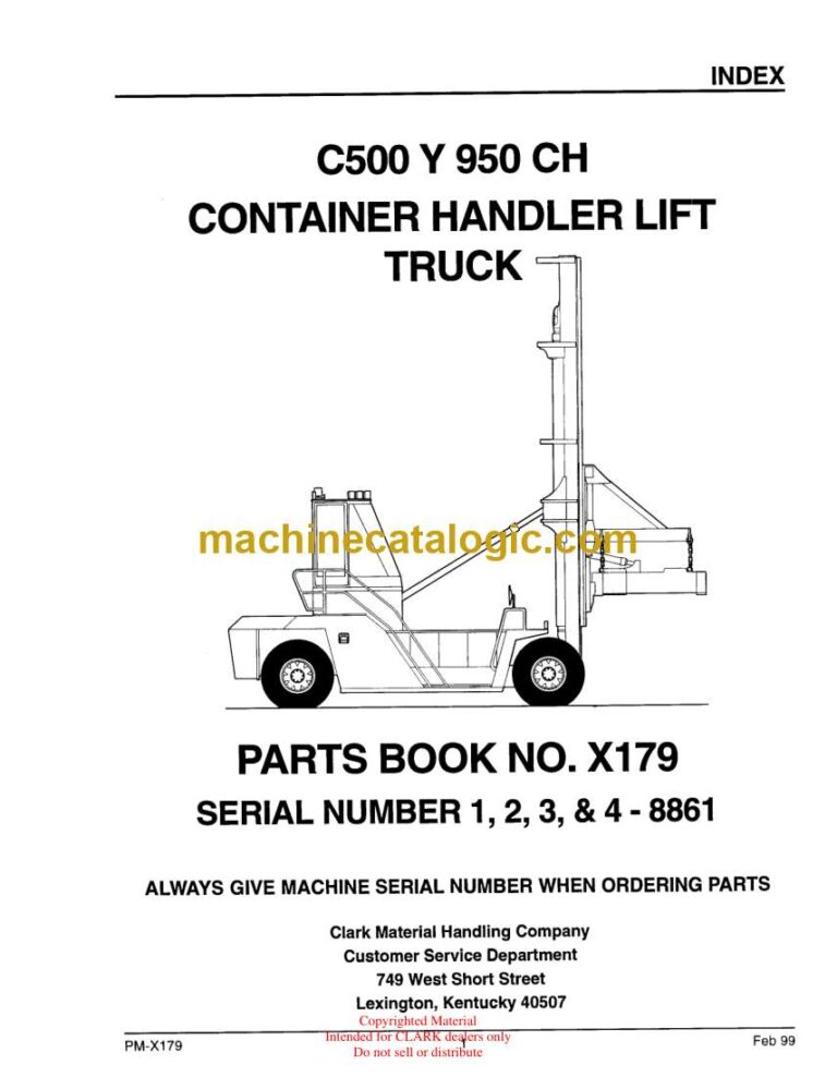 Clark C500 Y 950CH Container Handler Lift Truck Parts Manual (X179)