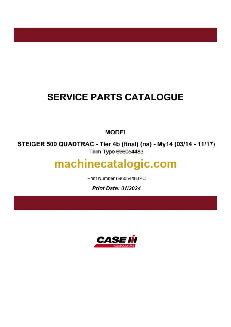 Case Steiger 500 Quadtrac Tier 4B Final Service Parts Catalogue