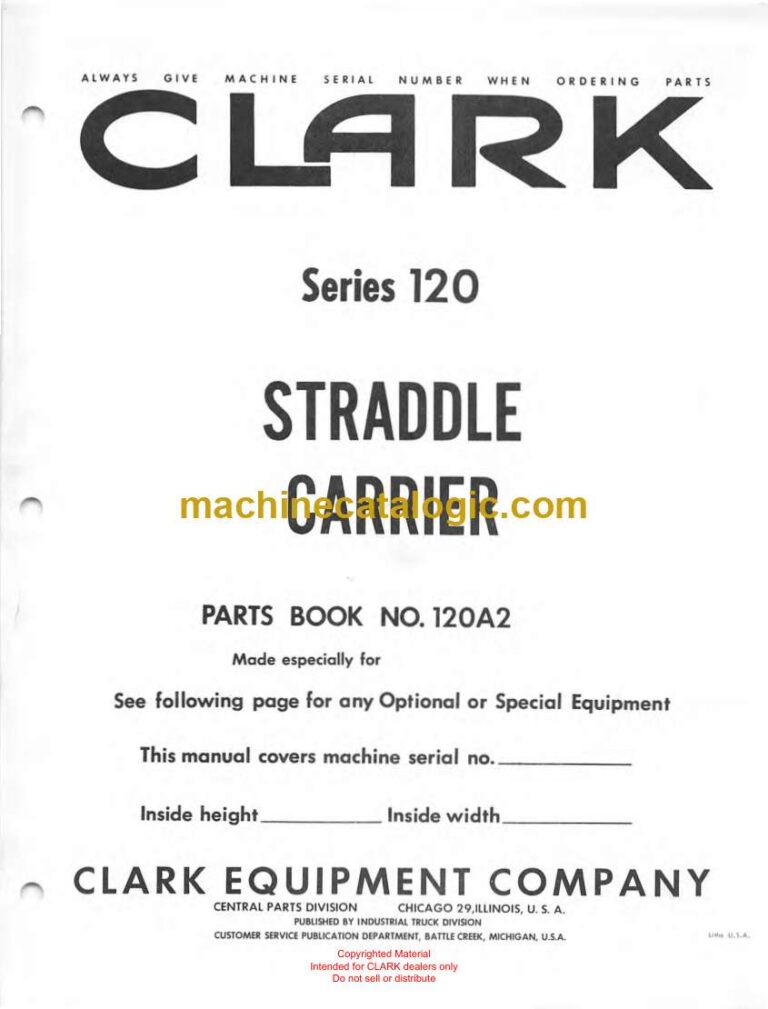 Clark Series 120 Straddle Carrier Parts Manual (X120A2)