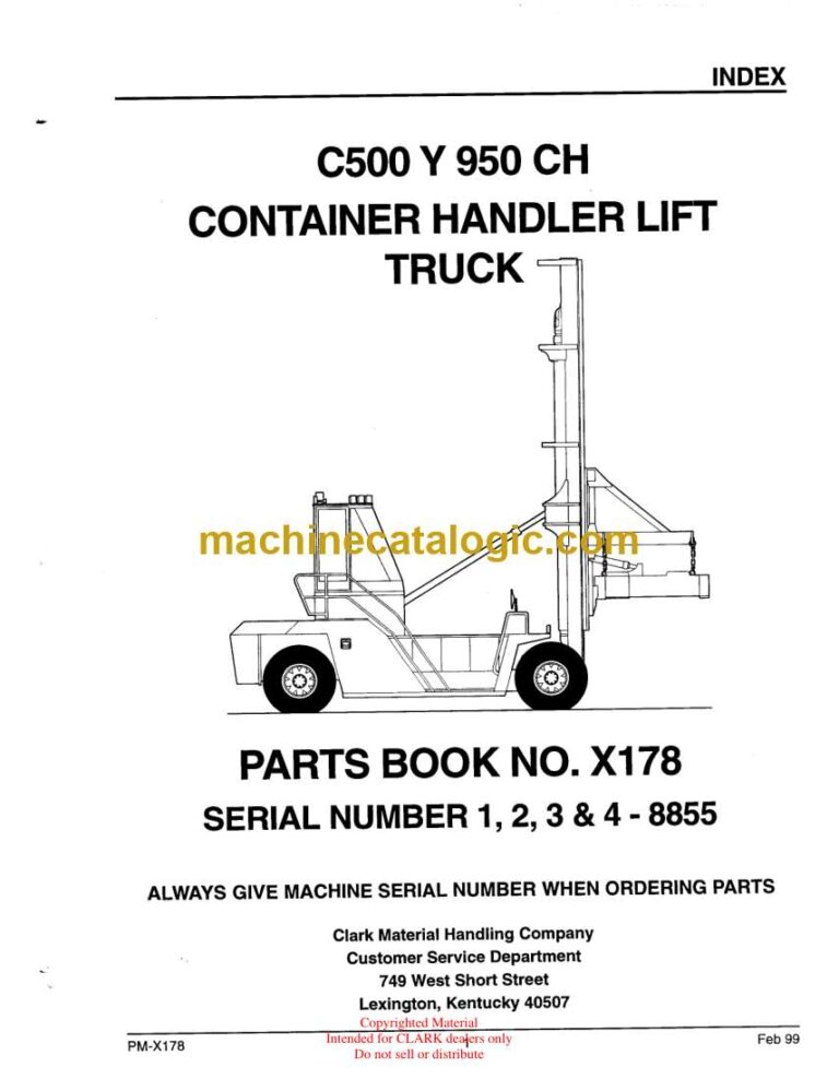 Clark C500 Y 950CH Container Handler Lift Truck Parts Manual (X178)