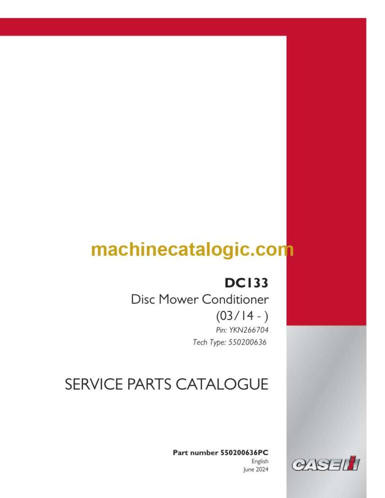 Case DC133 Disc Mower Conditioner Service Parts Catalogue