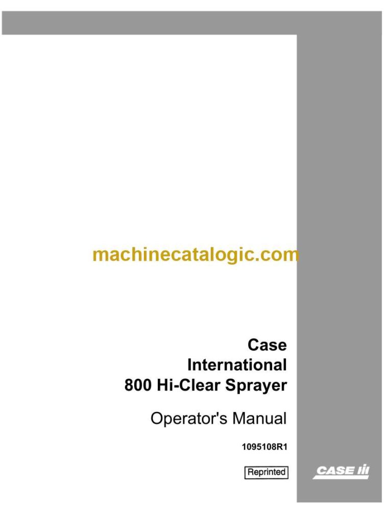 Case 800 Hi-Clear Sprayer Operators Manual