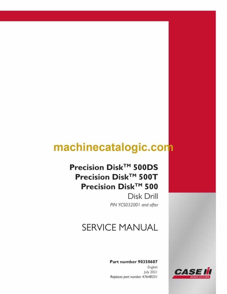 Case Precision Disk 500DS, 500T, 500 Disk Drill Service Manual