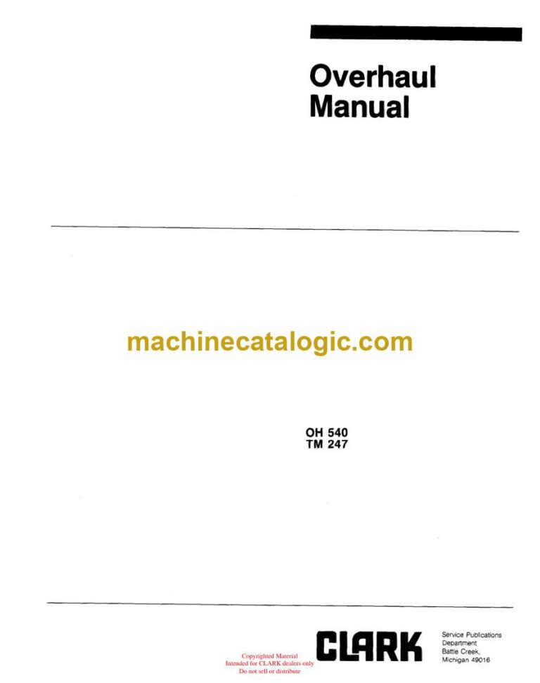 Clark TM247 Forklift Overhaul Manual (OH540)