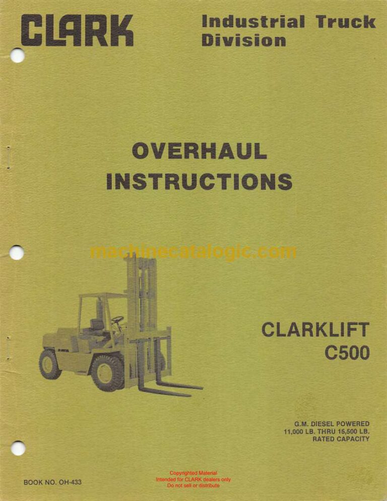 Clark Clarklift C500 Forklift Overhaul Instructions (OH433)