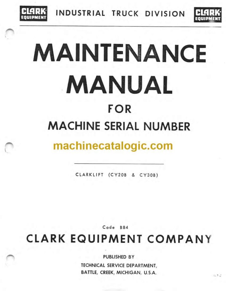 Clark Clarklift CY20B, CY30B Maintenance Manual (B84)