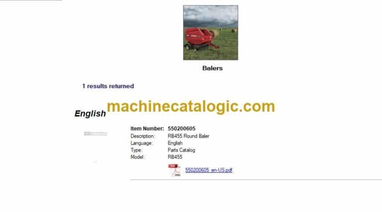 Case RB455 Round Baler Parts Catalog