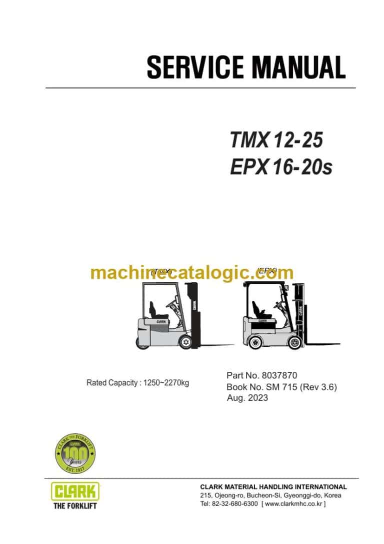Clark TMX12-25, EPX16-20s Forklift Service Manual (SM715)