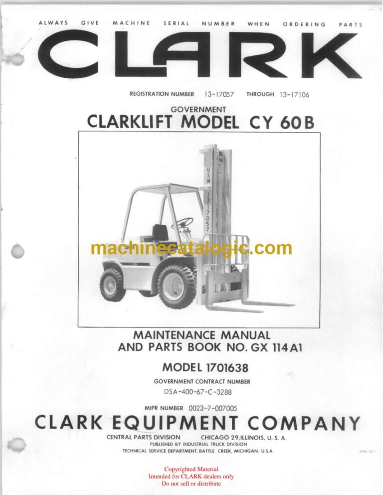 Clark Clarklift CY60B Forklift Parts Manual (GX114A1)
