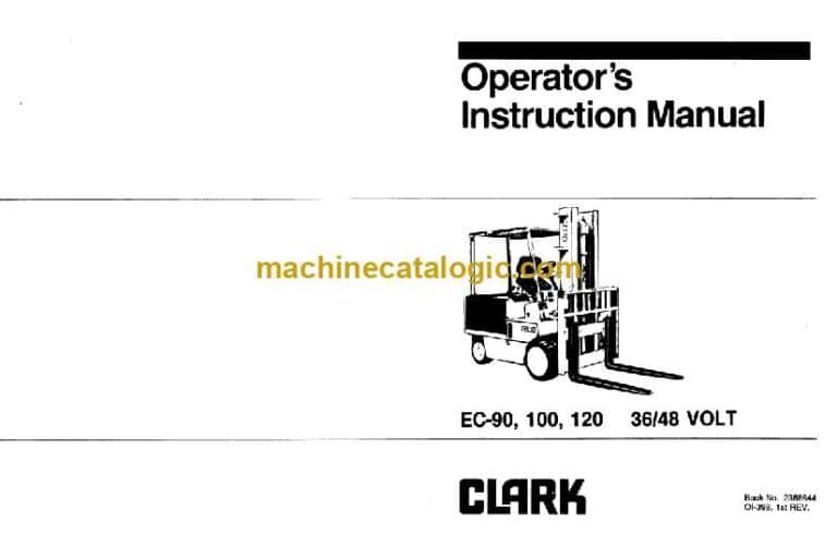 Clark EC90, EC100, EC120 36-48 Volt Forklift Operators Manual (OI-398)