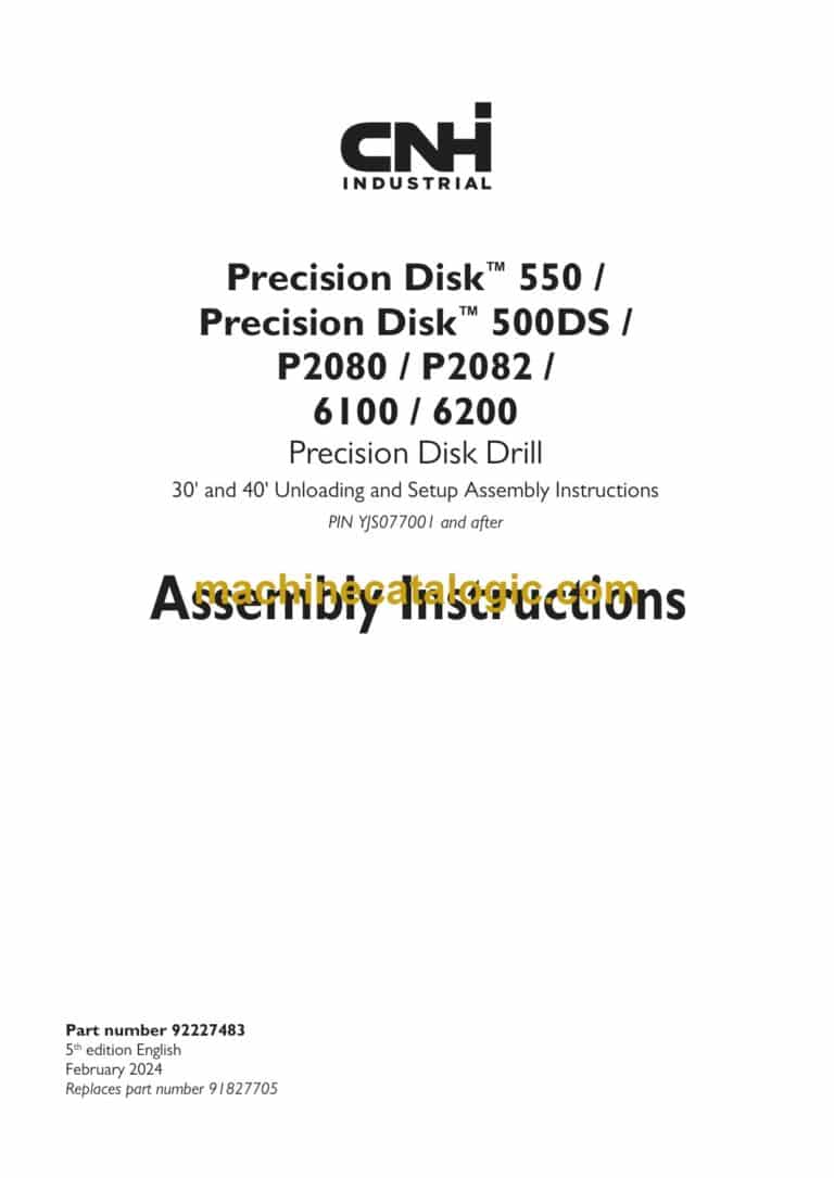 Case Precision Disk550, Precision Disk 500DS, P2080, P2082, 6100, 6200 Precision Disk Drill Assembly Instructions