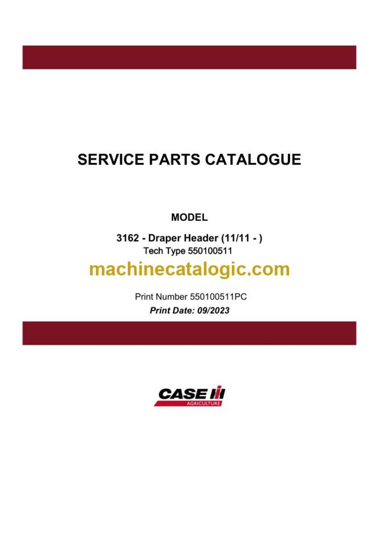 Case 3162 Draper Header Service Parts Catalogue (550100511PC)
