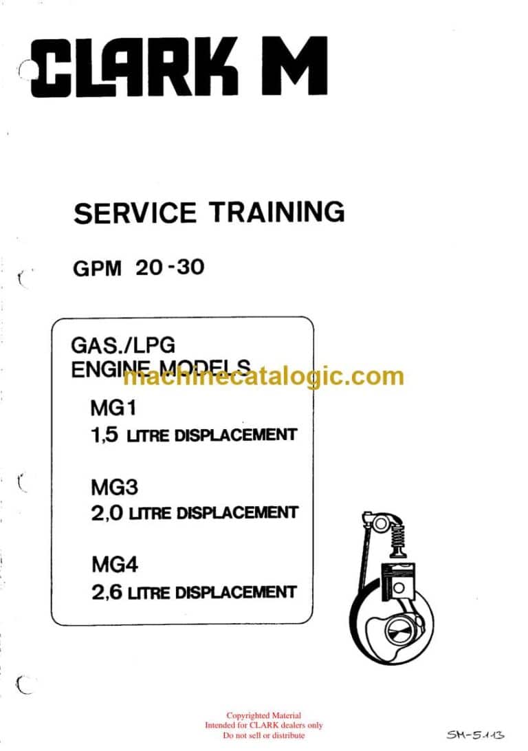 Clark GPM 20-30 MG1, MG3, MG4 Service Training (SM5113)