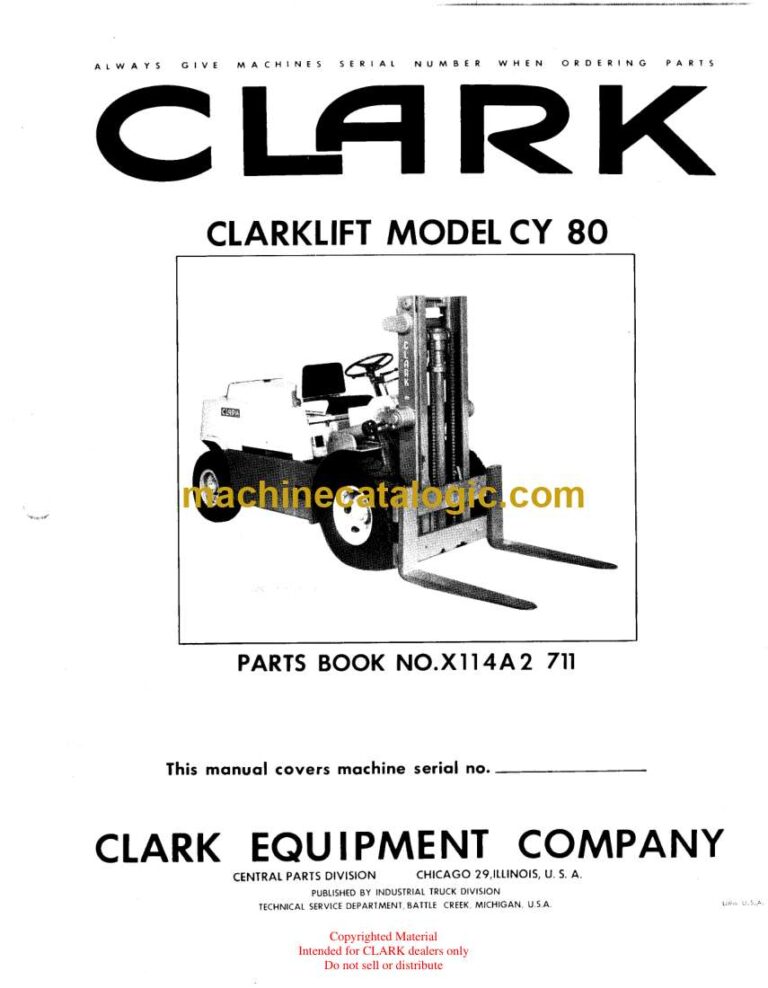 Clark CY80 Forklift Parts Manual (X114A2)