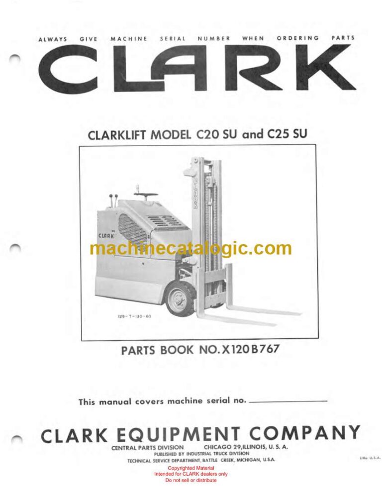 Clark Clarklift Model C20 SU, C25 SU Forklift Parts Manual (X120B)