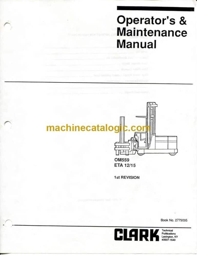 Clark ETA12, ETA15 Forklift Operators Manual (OM-559)
