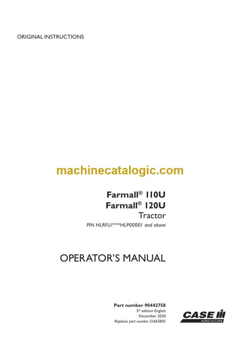 Case Farmall 110U, 120U Tractor Operator Manual (90442758)